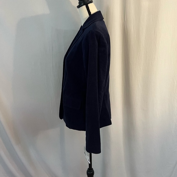 Liz Claiborne Navy Velvet Tailored Blazer with Rhinestone Snowflake Button NWT 6 - Picture 6 of 15